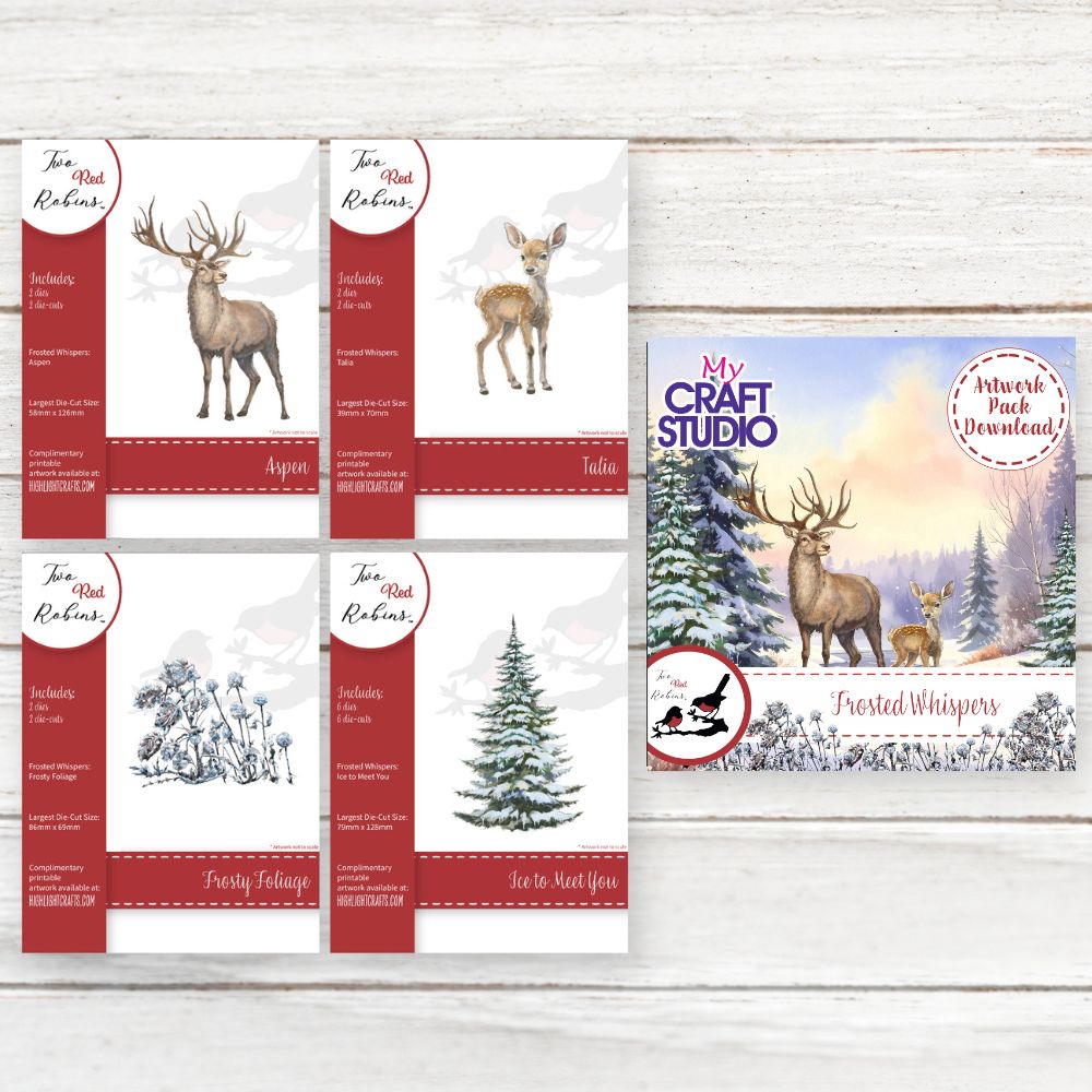 Two Red Robins Frosted Whispers Die & Artwork Download Bundle