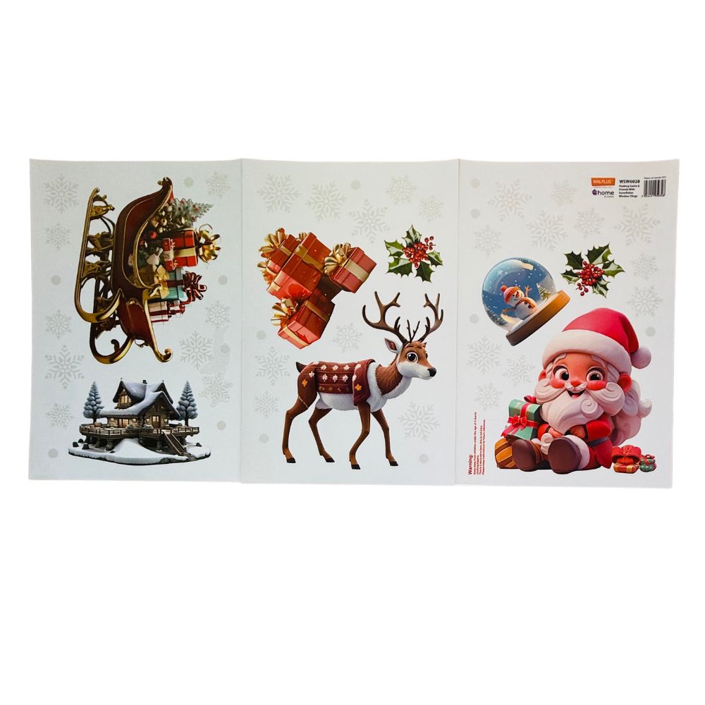Window Cling Set 3pcs - Santa's Christmas Eve