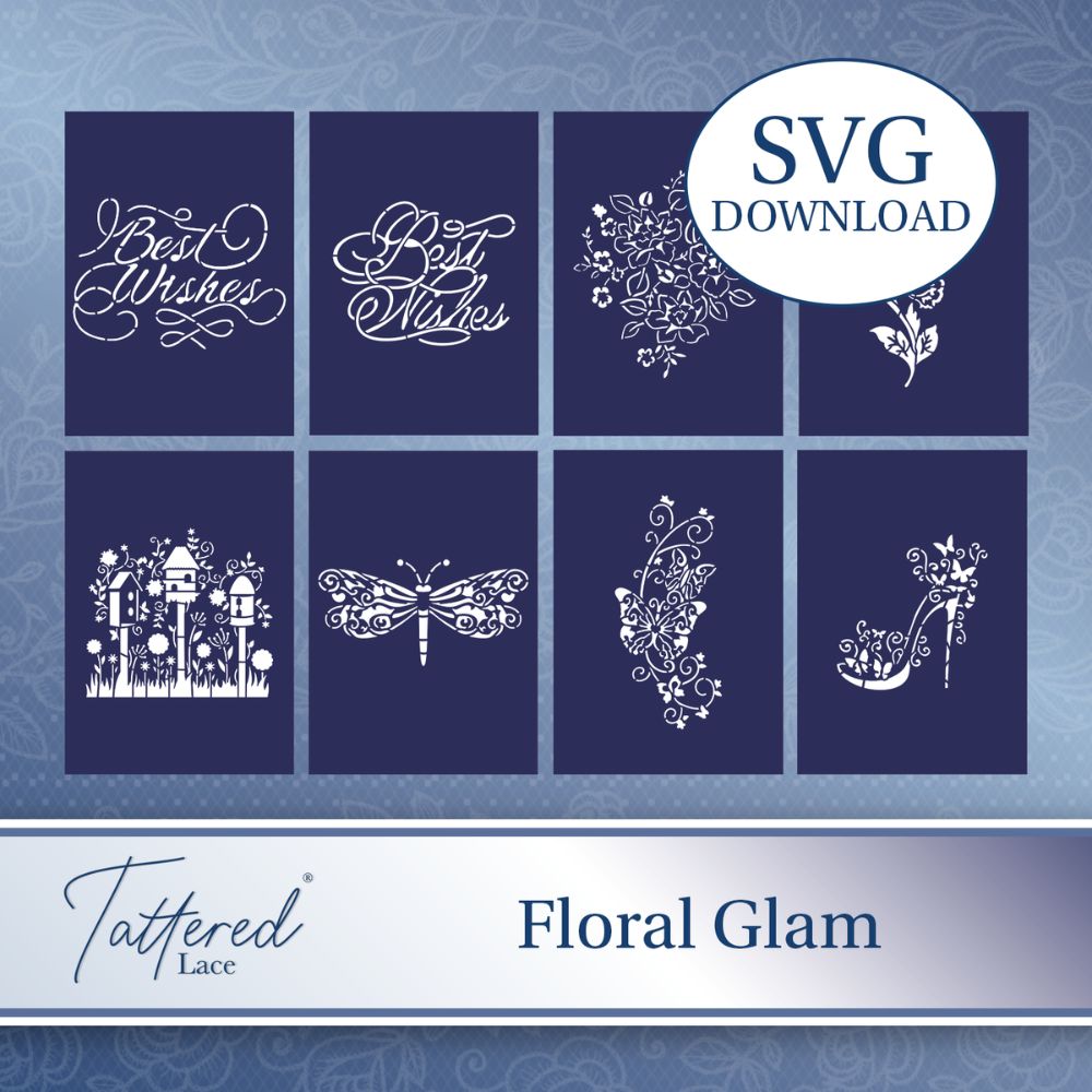 Tattered Lace Floral Glam Stencils SVG Download