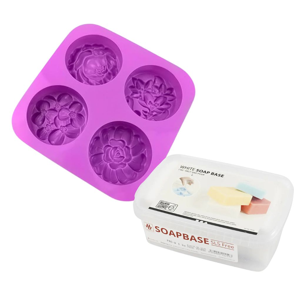 Round Silicone Mould Floral Soap Bundle