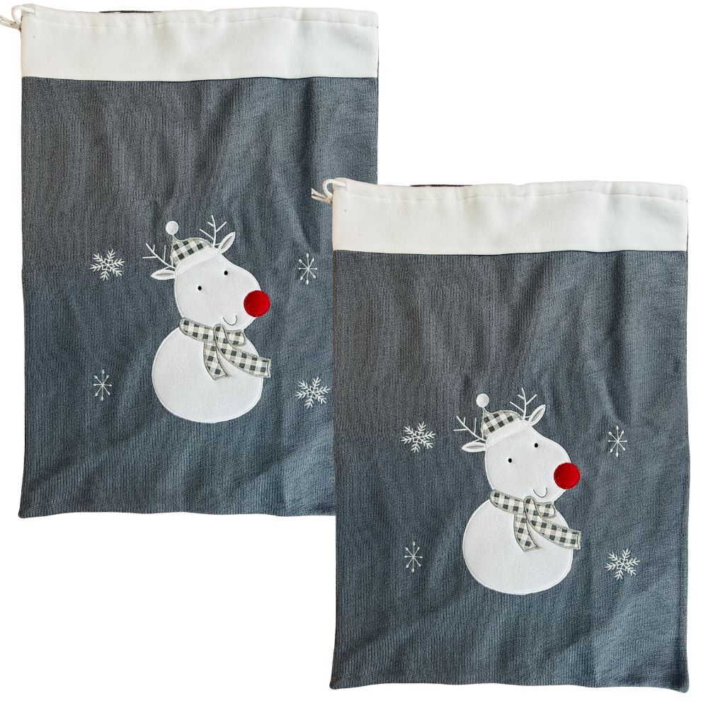 Christmas Gift Sack - Knitted - 2pcs