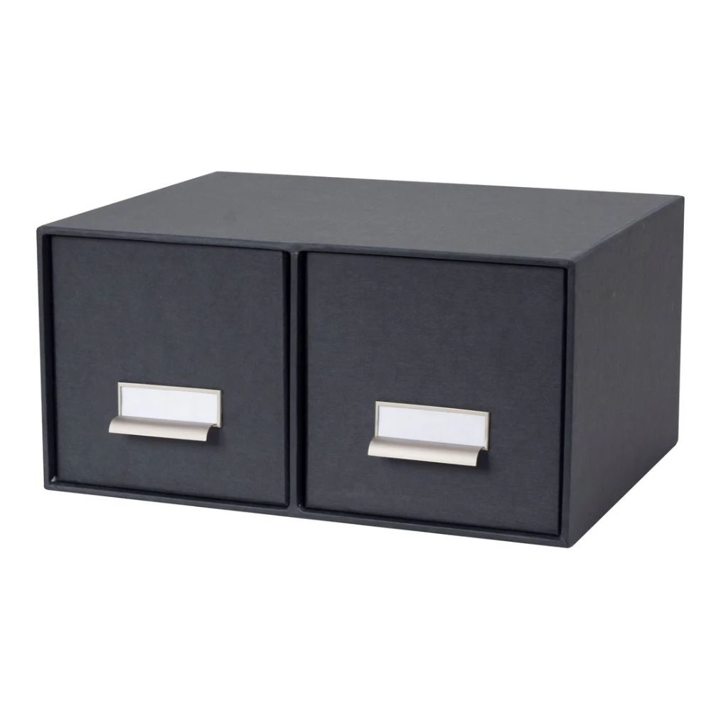 2 Drawer Storage Boxes - Dark Grey
