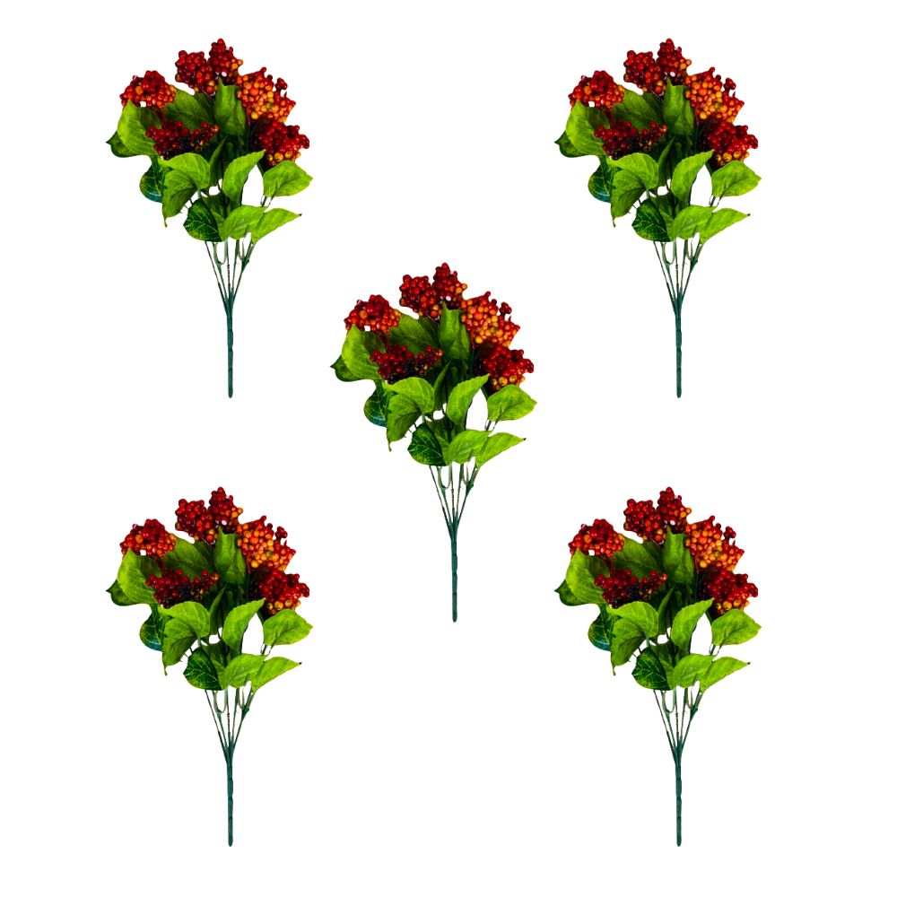 Orange Berry Cluster Bush Bundle of 5