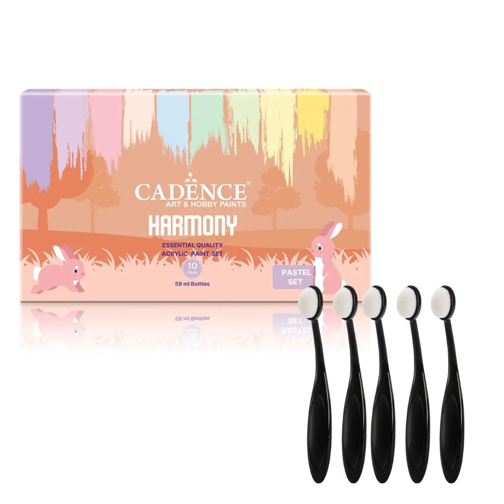 Cadence Harmony Acrylic Paint Set - Pastels & 5 Blending Brushes