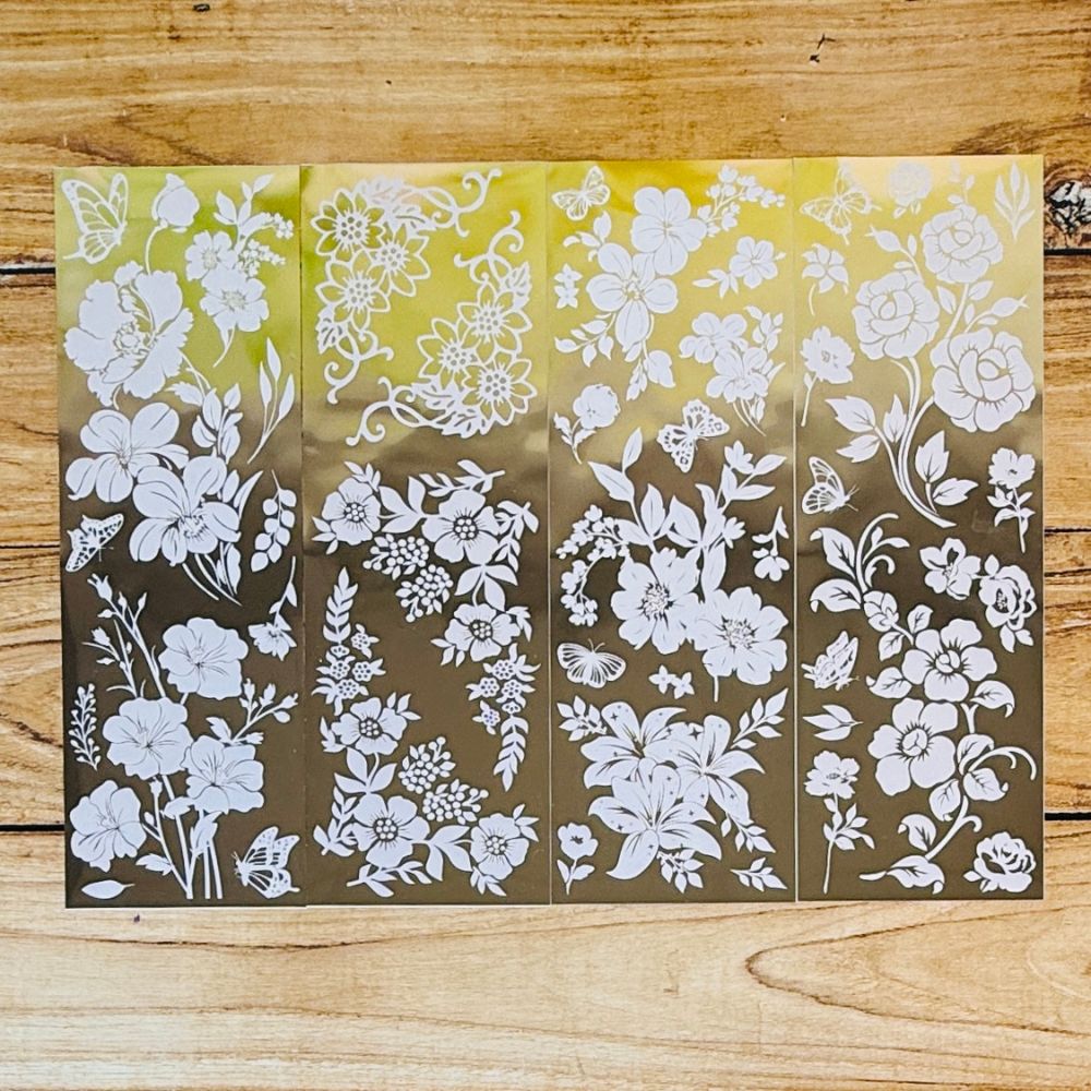 Metallic Transfer Sheets Set 4pcs - Floral