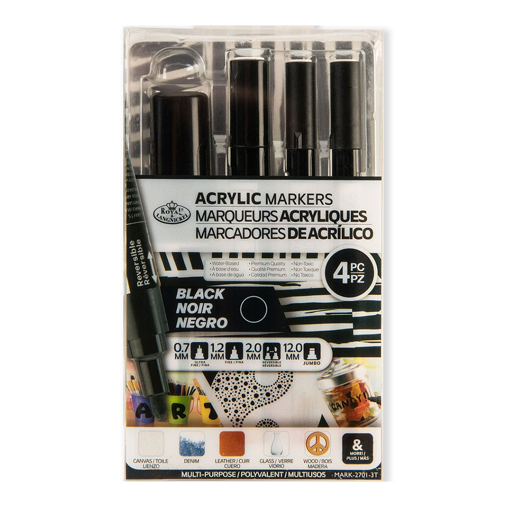 Royal & Langnickel Acrylic Marker Set - Black (4pcs)