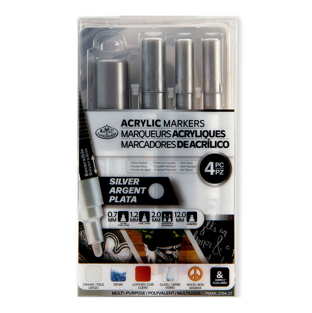 Royal & Langnickel Acrylic Marker Set - Silver (4pcs)
