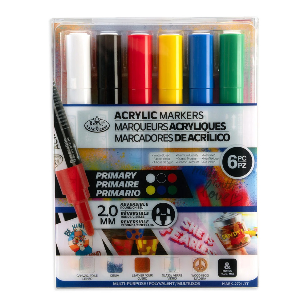 Royal & Langnickel Acrylic Marker Set - Primary Colours (6pcs)