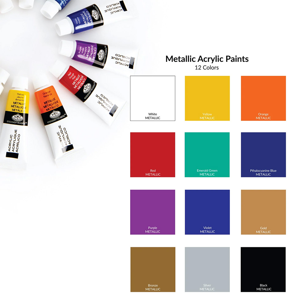 Royal & Langnickel Essentials Acrylic Paint Set - Metallic (12 x 12ml) - Image 3