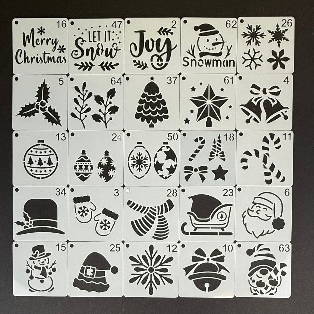 3x3 Advent Stencil Set - 25pcs - Stencil The Season
