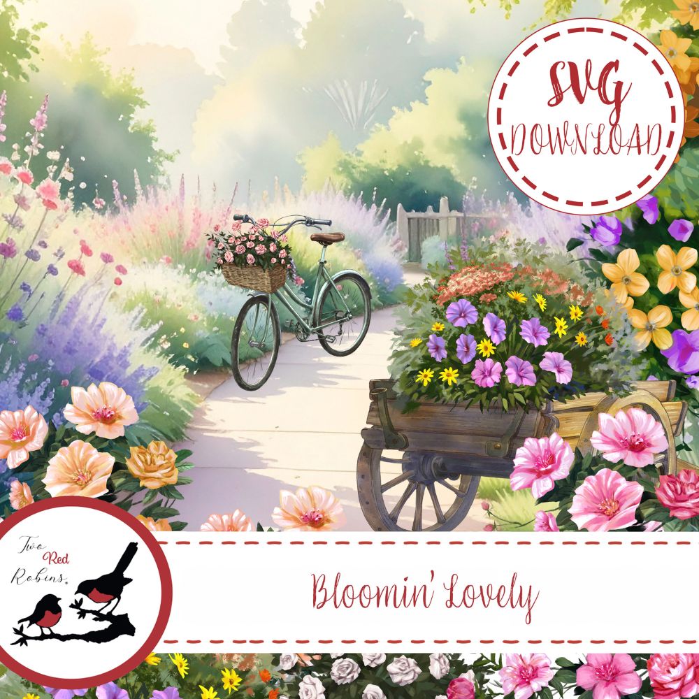 Two Red Robins Bloomin' Lovely SVG Download