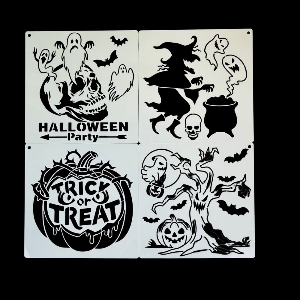 Stencil Set (Approx 8x8) 4pcs - Halloween Party