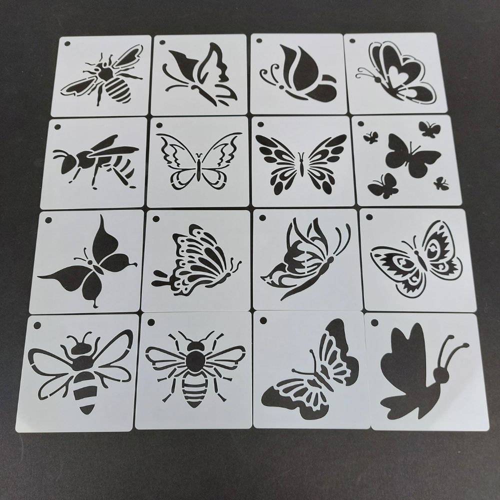 3x3 Stencil Set - 16 Designs - Flighted Fancies