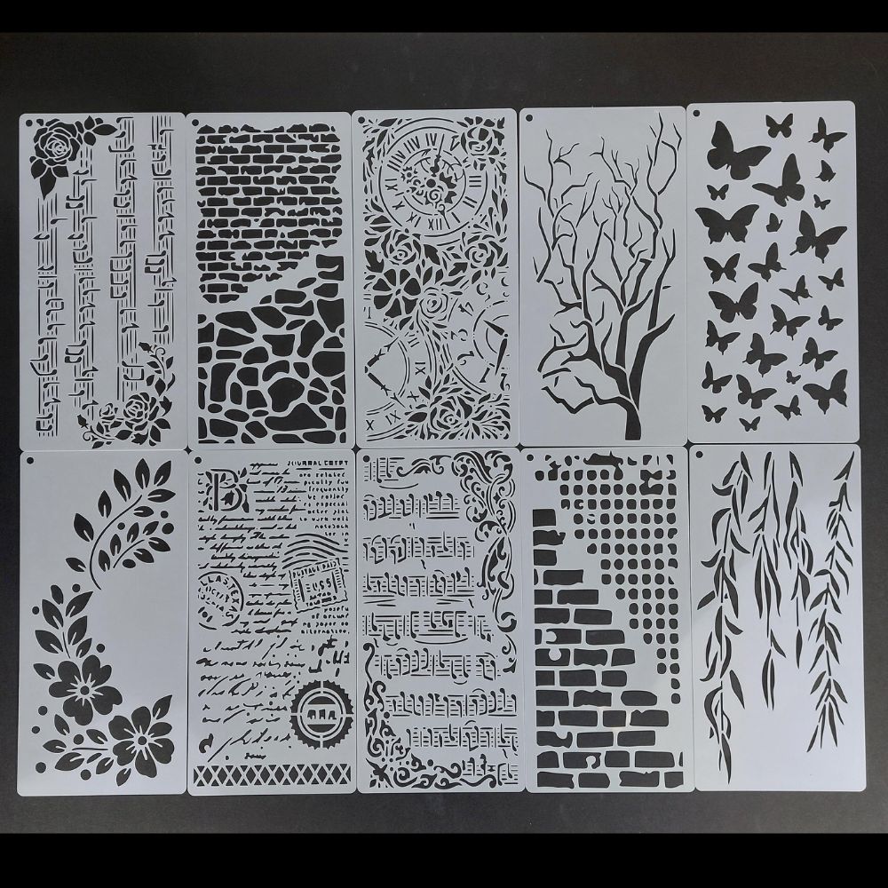 10x5 Stencil Set - 10pcs - Large Assorted Textures