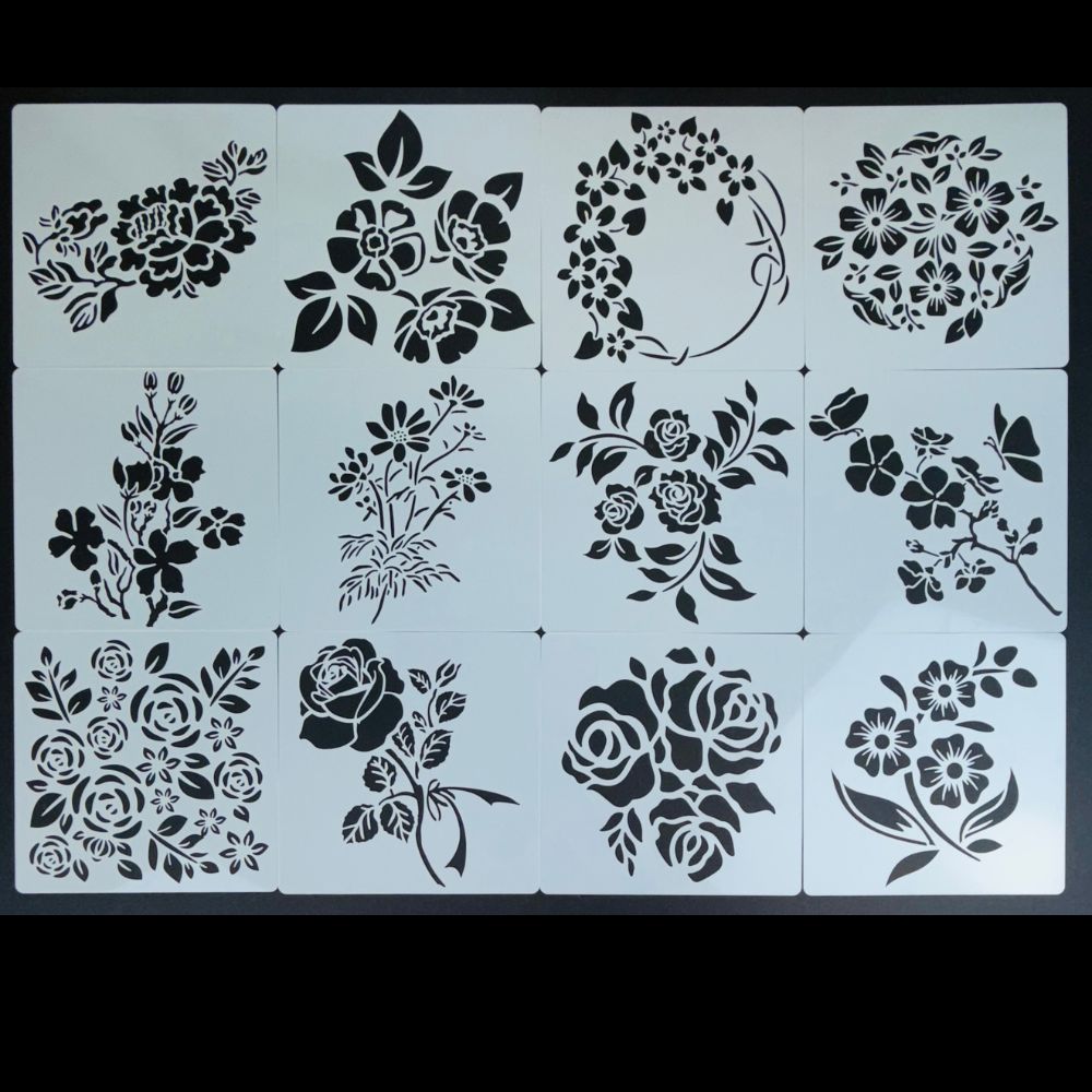Stencil Set - Garden Flowers 12pcs