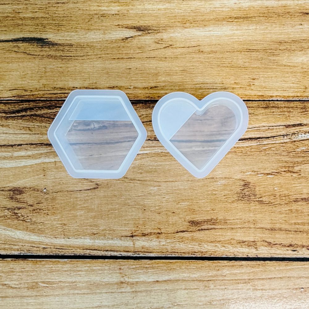 Silicone Mould 2pcs - Hexagon & Heart