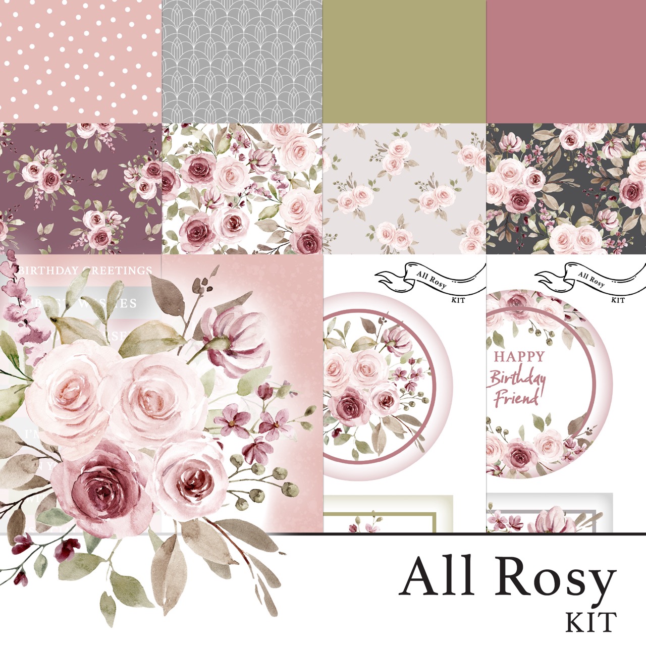 The Crafty Witches - All Rosy Digital Collection - Free with the Doily Toppers Bundle