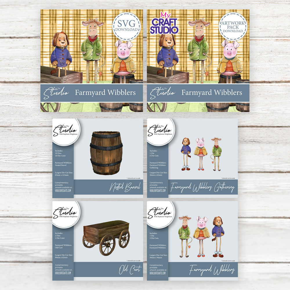 In The Studio Farmyard Wibblers Die + SVG & Artwork Download Bundle