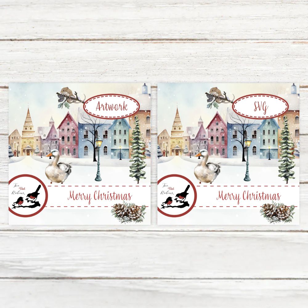 Two Red Robins Merry Christmas SVG & MCS Download