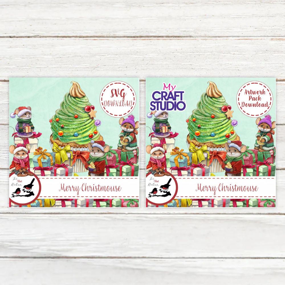 Two Red Robins Merry Christmouse SVG & MCS Download