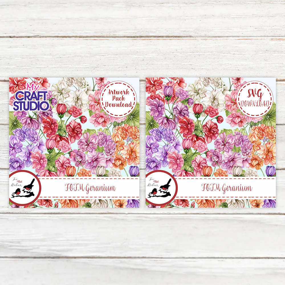Two Red Robins Flower of The Month Geranium SVG & Artwork Downloads Bundle