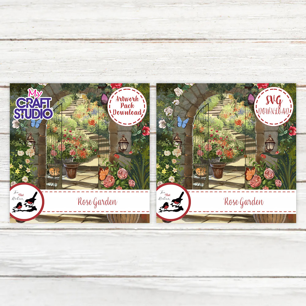 Two Red Robins Rose Garden SVG & Artwork Downloads Bundle