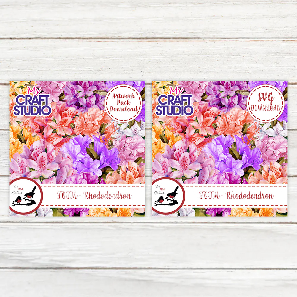 Two Red Robins Flower of the Month Rhododendron SVG & Artwork Downloads Bundle