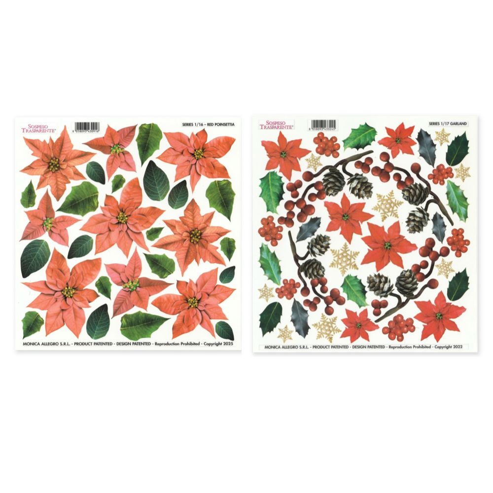 Sospeso Trasparente Red Poinsettia & Garland Bundle