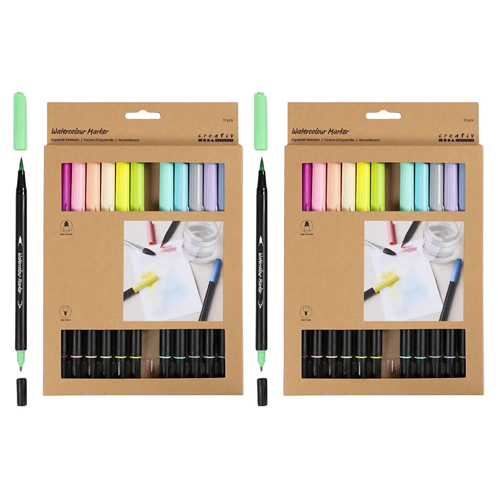 Creativ Pastel Watercolour Markers Bundle (2 x 12pcs)