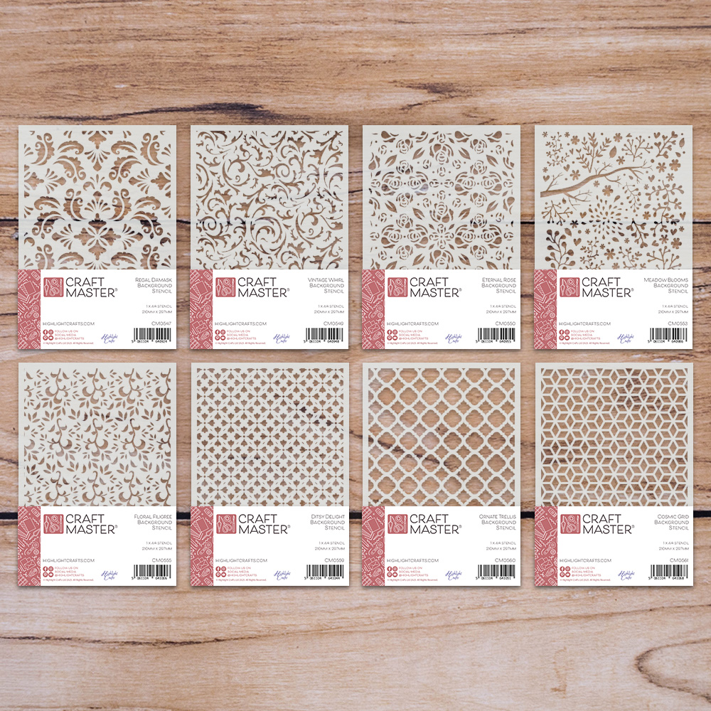 Craft Master Background Stencils Set 1 Bundle (8 x A4 stencils)
