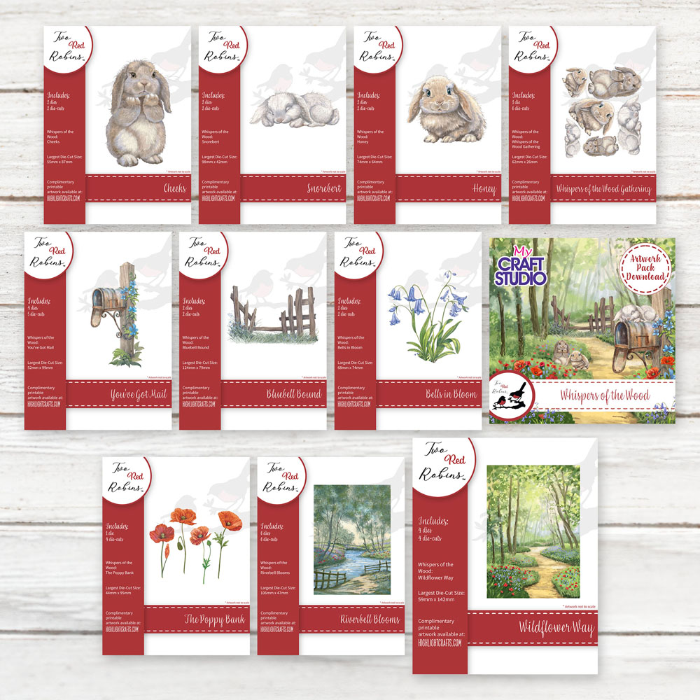 Two Red Robins Whispers of the Wood Die & Artwork Download Bundle