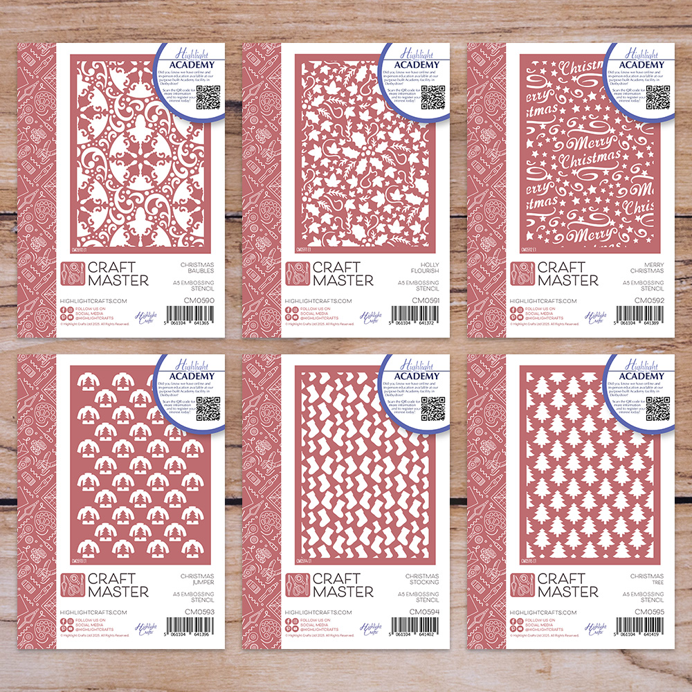 Craft Master Christmas Embossing Stencils Bundle (6 x A5 stencils)