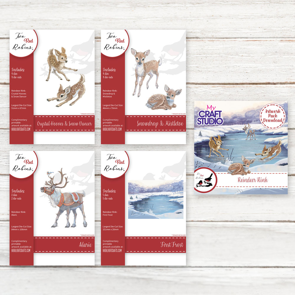 Two Red Robins Reindeer Rink Die & Artwork Download Bundle