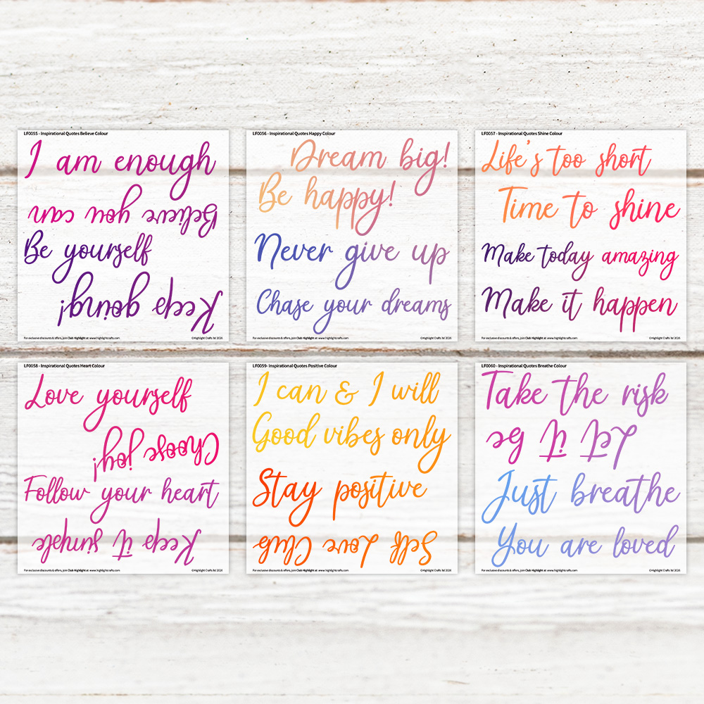 Highlight Luxe Inspirational Quotes (Colour) Heat Transfer Sheet Bundle