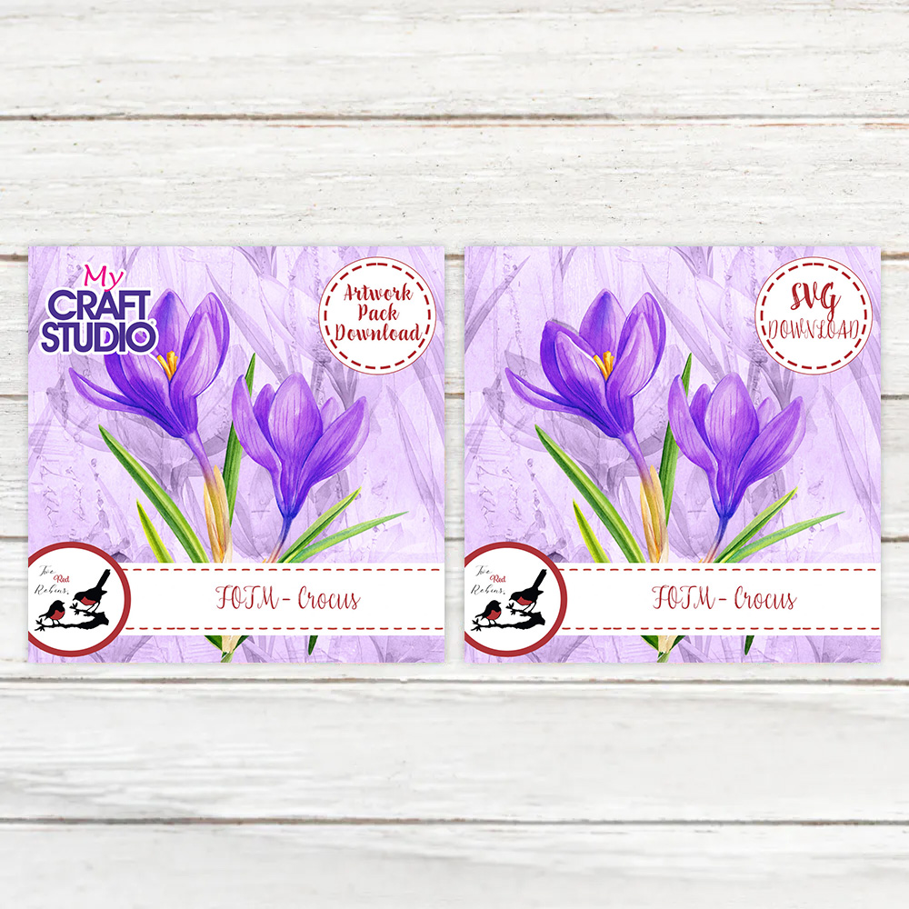 Two Red Robins Flower of the Month Crocus SVG & Artwork Downloads Bundle
