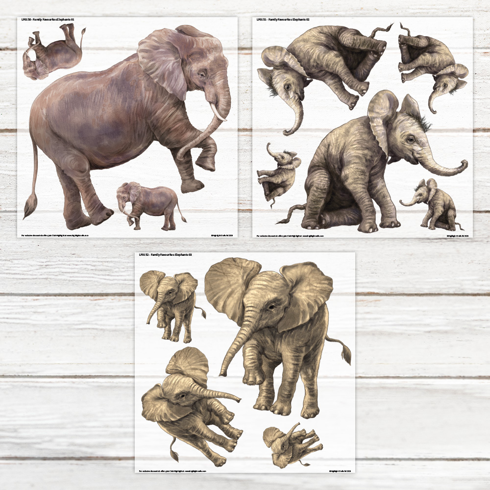 Highlight Luxe Family Favourites Elephants Large Heat Transfer Sheet Bundle