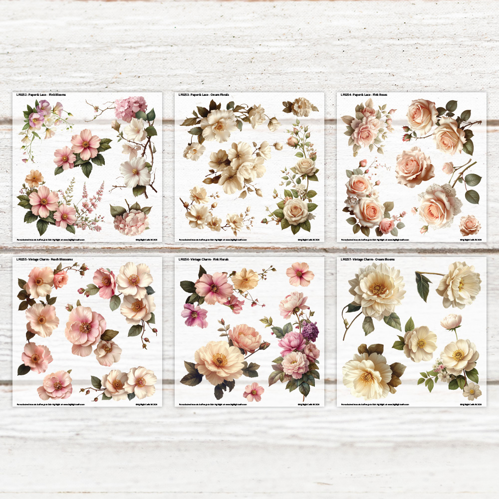 Highlight Luxe Vintage Florals Heat Transfer Sheet Bundle