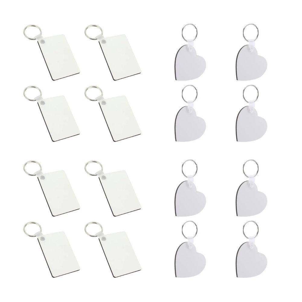 Sublimation Ready Keyring - Double Sided Rectangle & Heart Bundle (2x8pcs)