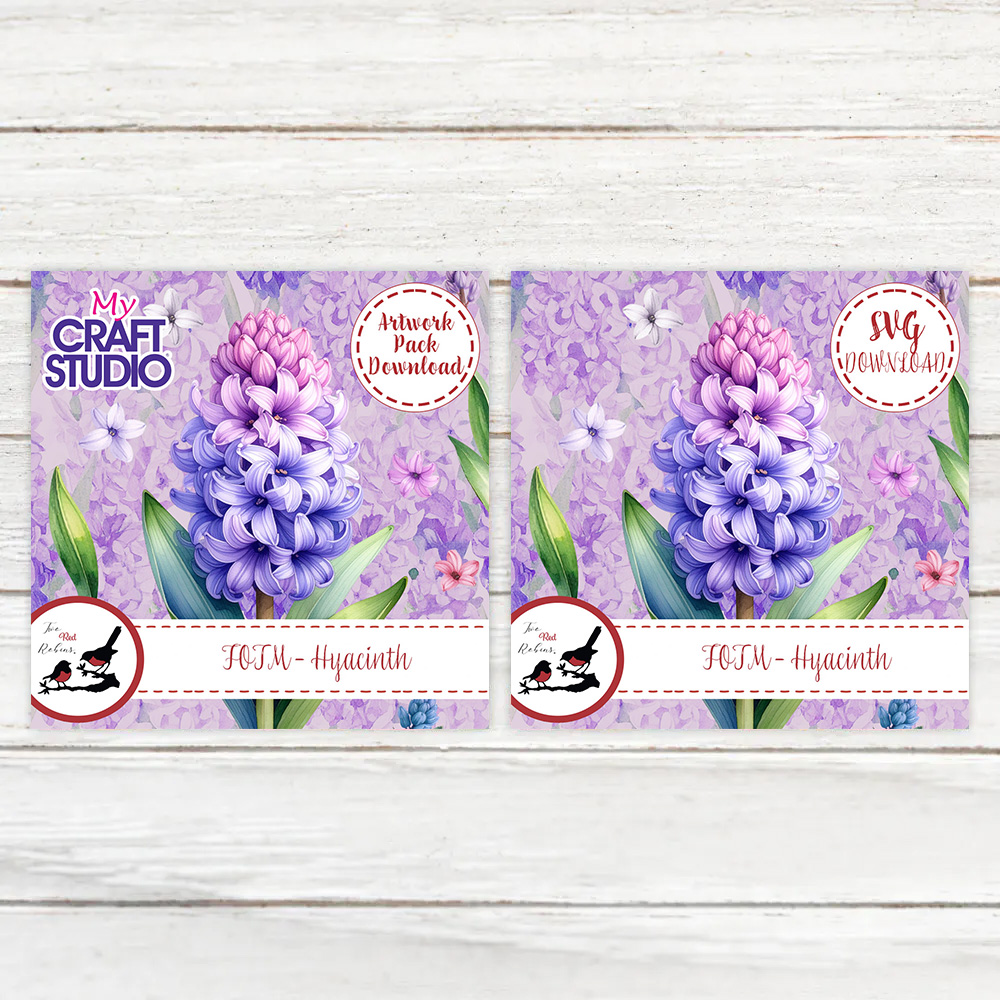 Two Red Robins Flower of the Month Hyacinth SVG & Artwork Downloads Bundle