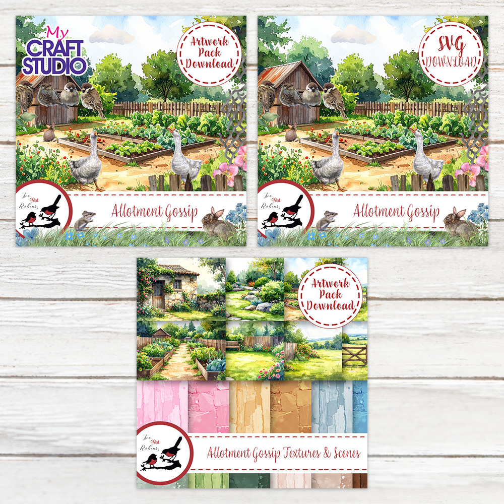 Two Red Robins Allotment Gossip SVG, Artwork & Scenes Download Bundle