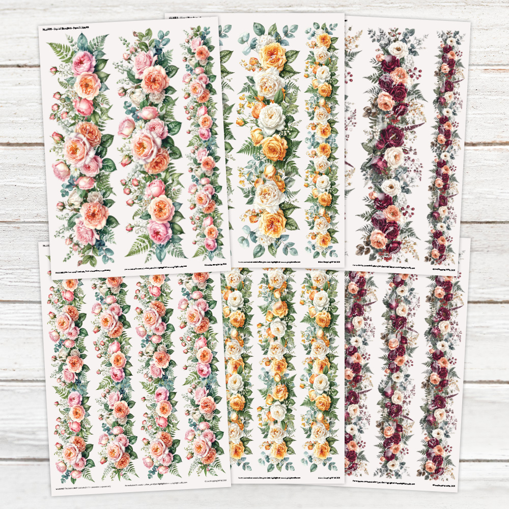 Highlight Luxe Floral Borders Resin Decal Sheet Bundle