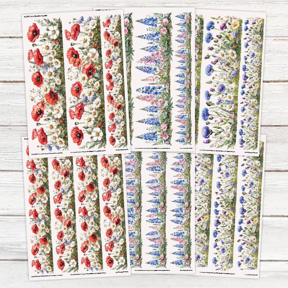 Highlight Luxe Floral Borders Vol 2 Resin Decal Sheet Bundle