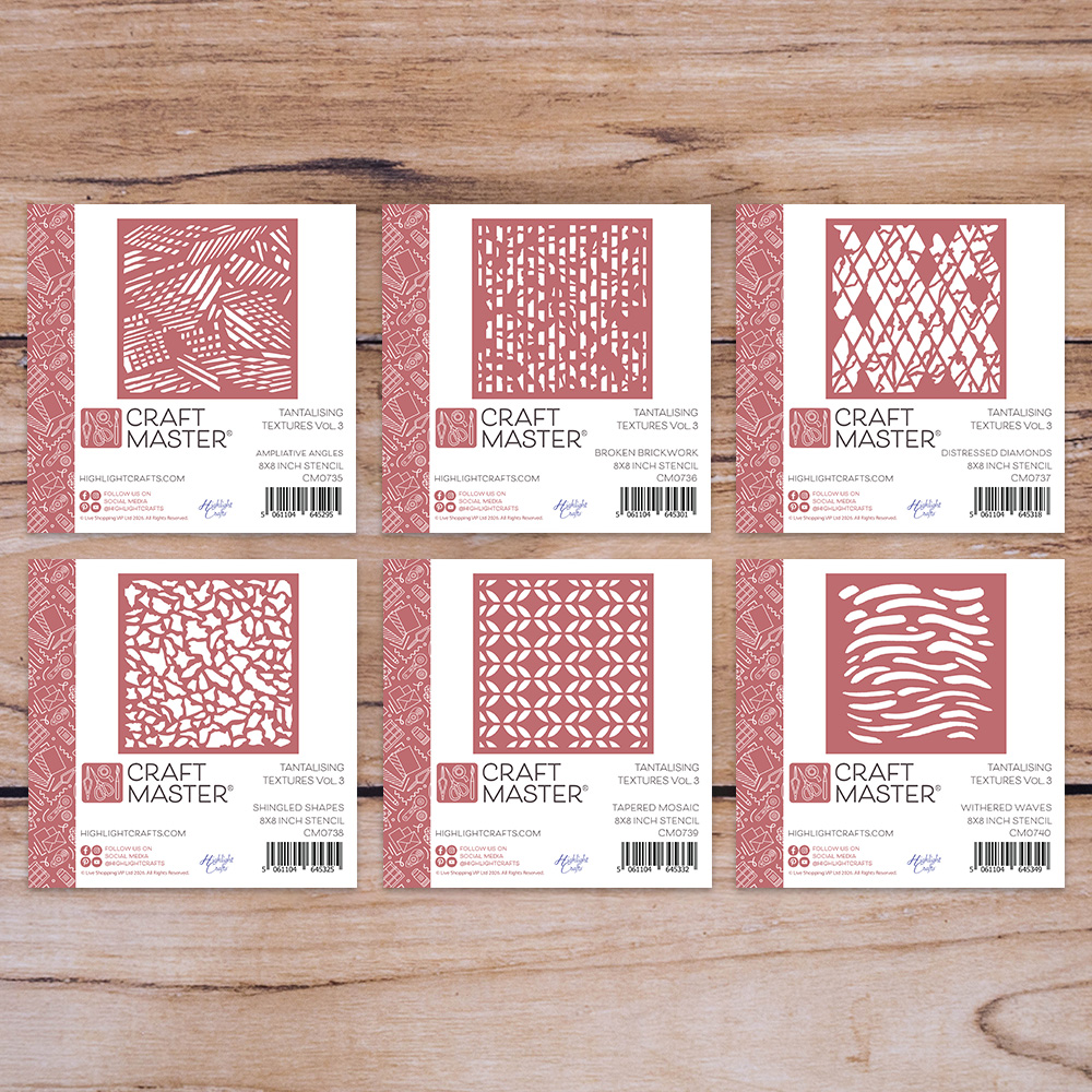 Craft Master Tantalising Textures Vol 3 8x8 Stencil Bundle