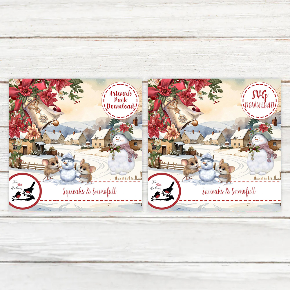 Two Red Robins Squeaks & Snowfall SVG & Artwork Downloads Bundle