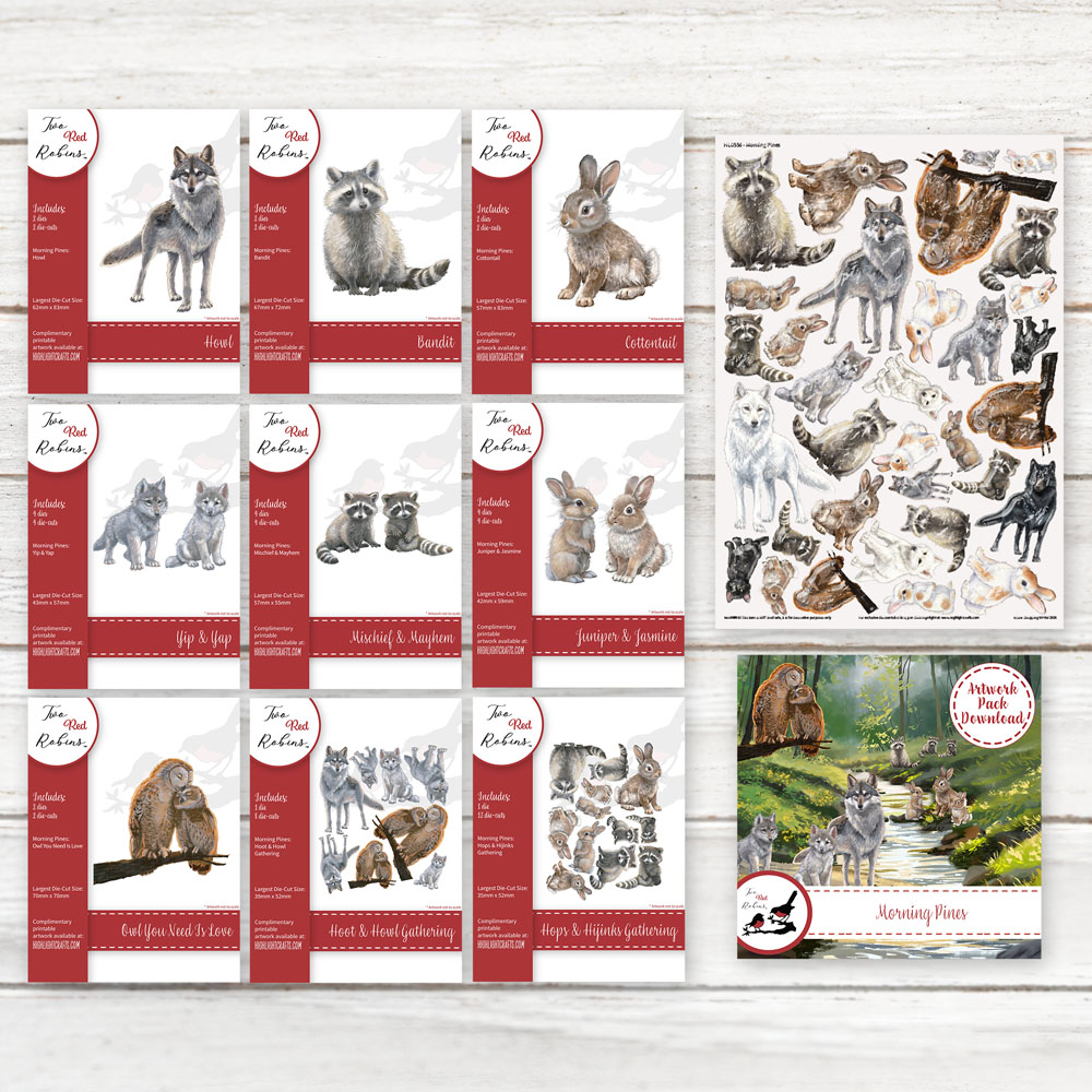 Two Red Robins Morning Pines Die, Decal & Artwork Download Bundle