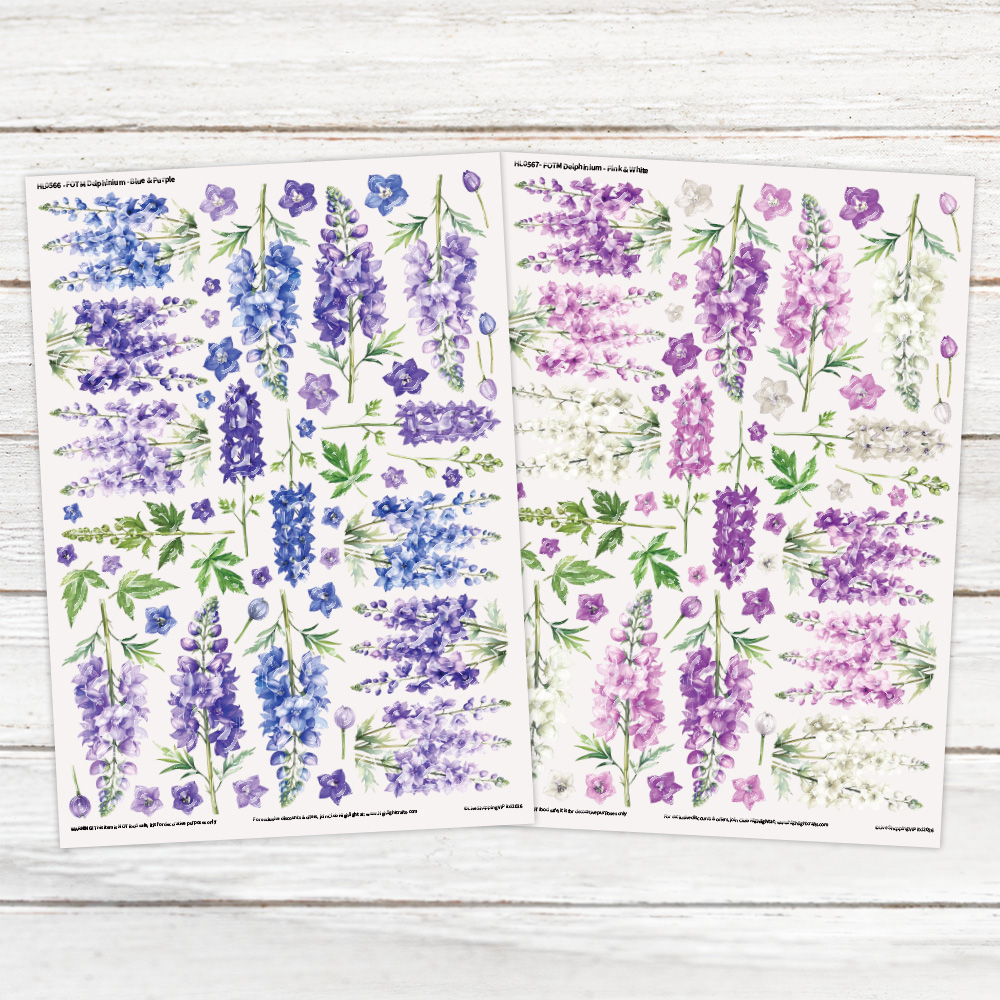Highlight Luxe Flower of the Month Delphinium Resin Decal Sheet Bundle