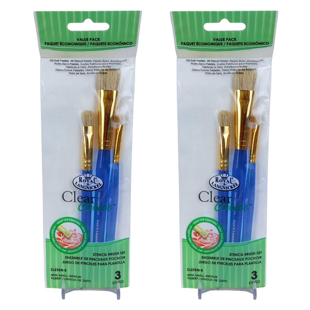Royal & Langnickel Clear Choice Stencil Brush Set Double Bundle - 2x3pcs