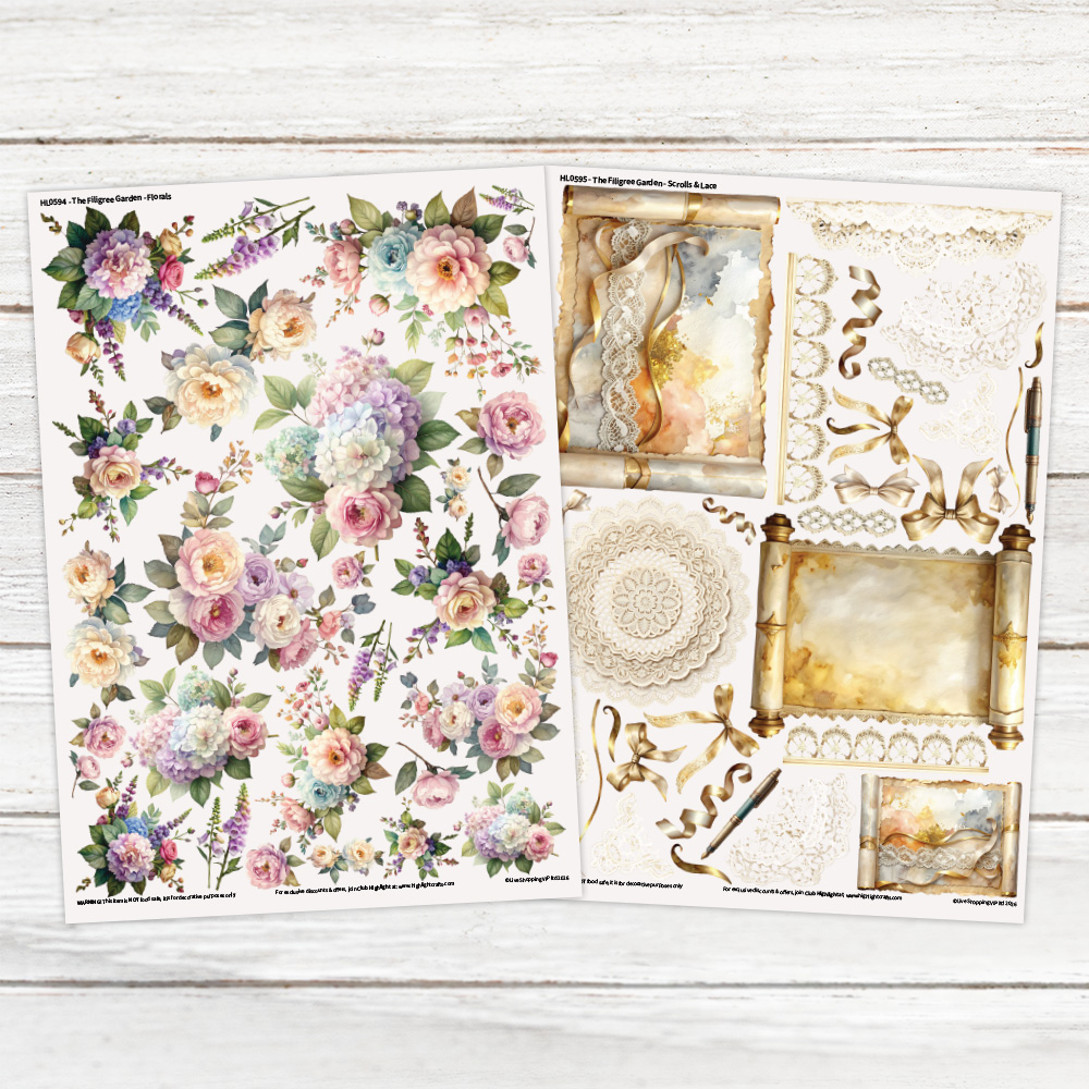 Highlight Luxe The Filigree Garden Resin Decal Sheet Bundle