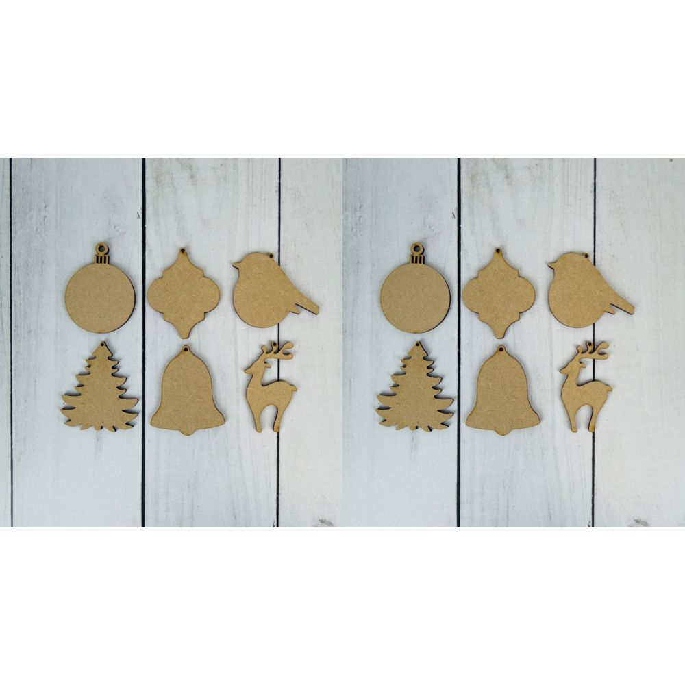 Craft Master MDF Blank Christmas Embellishments Double Bundle - Small (approx 7cm - 2 x 6pcs)