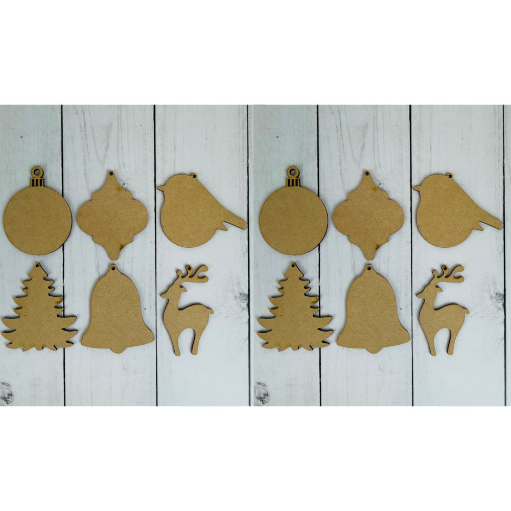 Craft Master MDF Blank Christmas Embellishments Double Bundle - Large (approx 10cm - 2 x 6pcs)